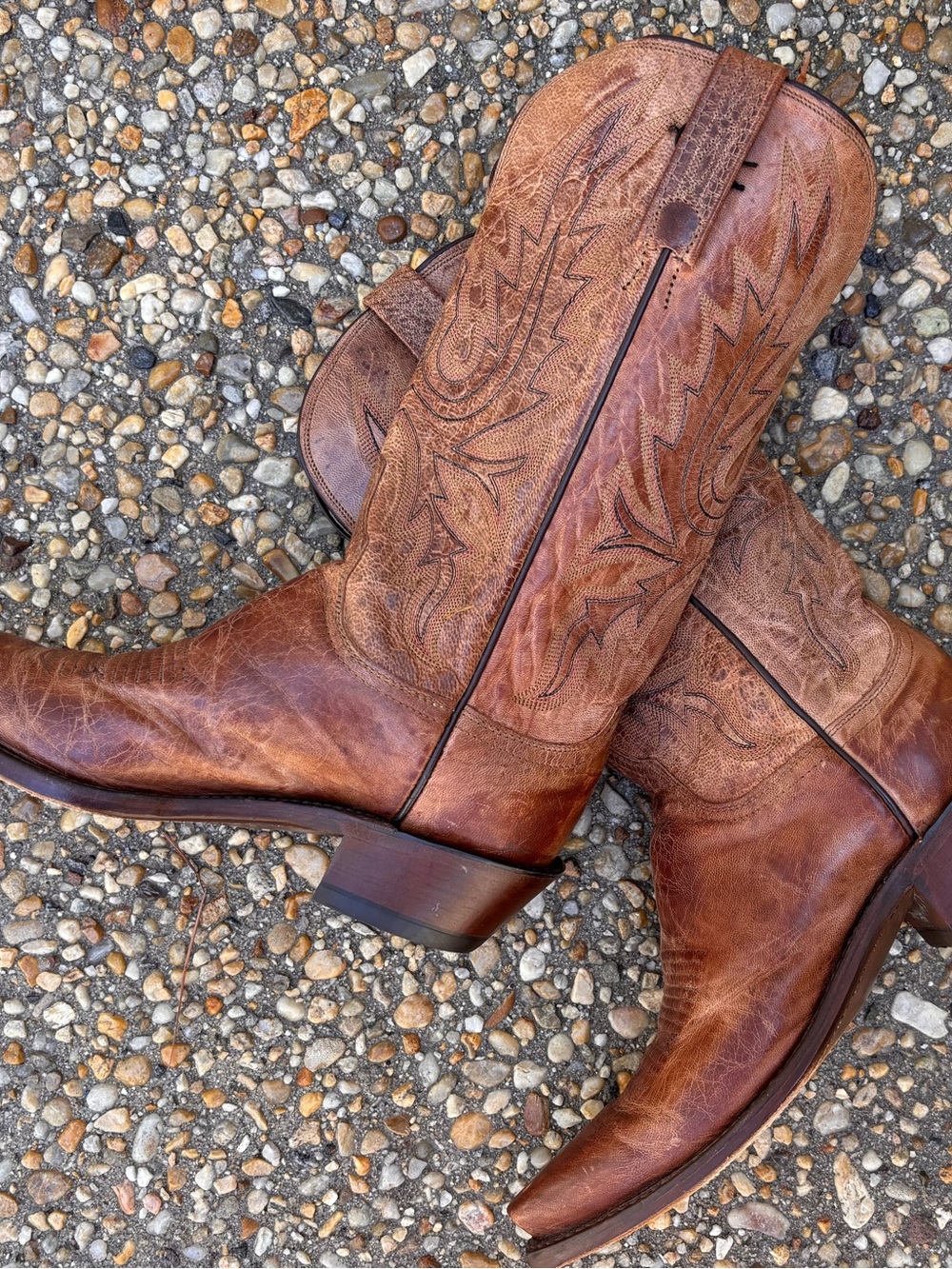 Lucchese Brown Embroidered Leather Heeled Cowboy Boots Savannah mad dog 7.5 - Picture 11 of 11